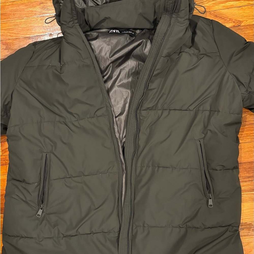 Zara Olive Puffer Jacket